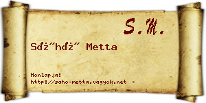 Sáhó Metta névjegykártya